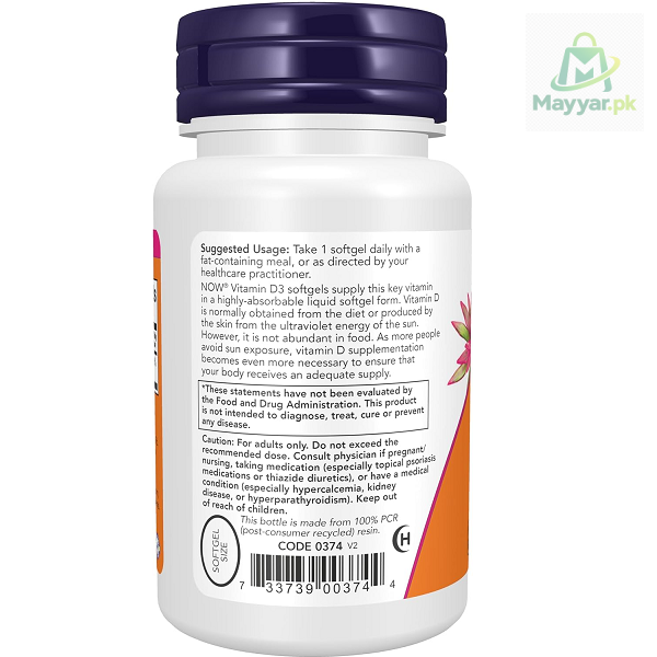 NOW Foods High Potency Vitamin D3 30 Softgels thumbnail 3