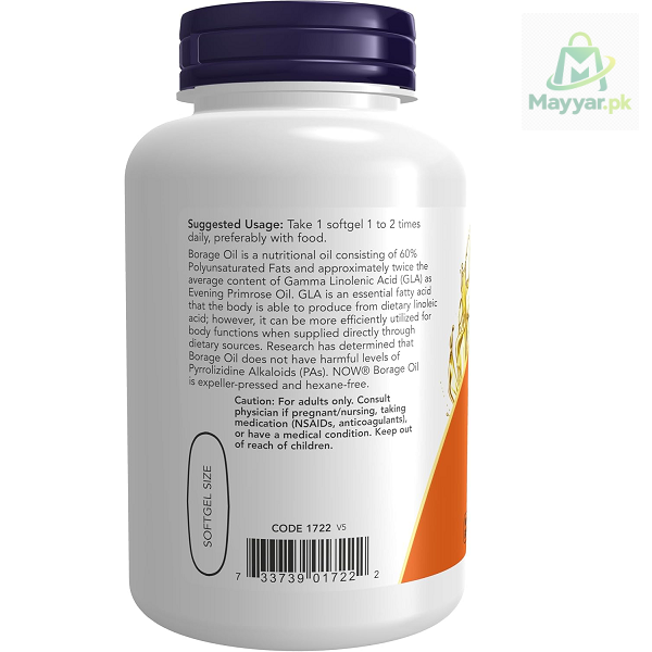 NOW Foods Borage Oil 1000 mg Concentrated GLA Softgels thumbnail 3